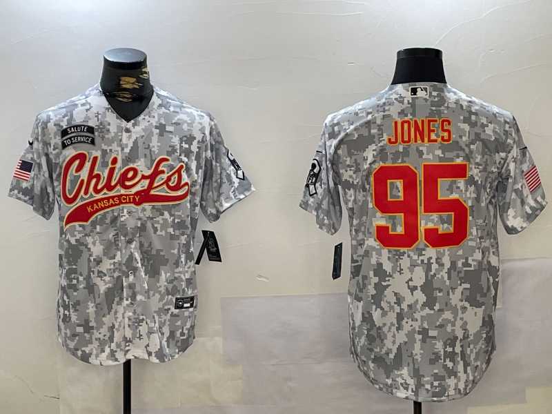 Mens Kansas City Chiefs #95 Chris Jones Arctic Camo 2024 Salute to Service Stitched Baseball Jersey